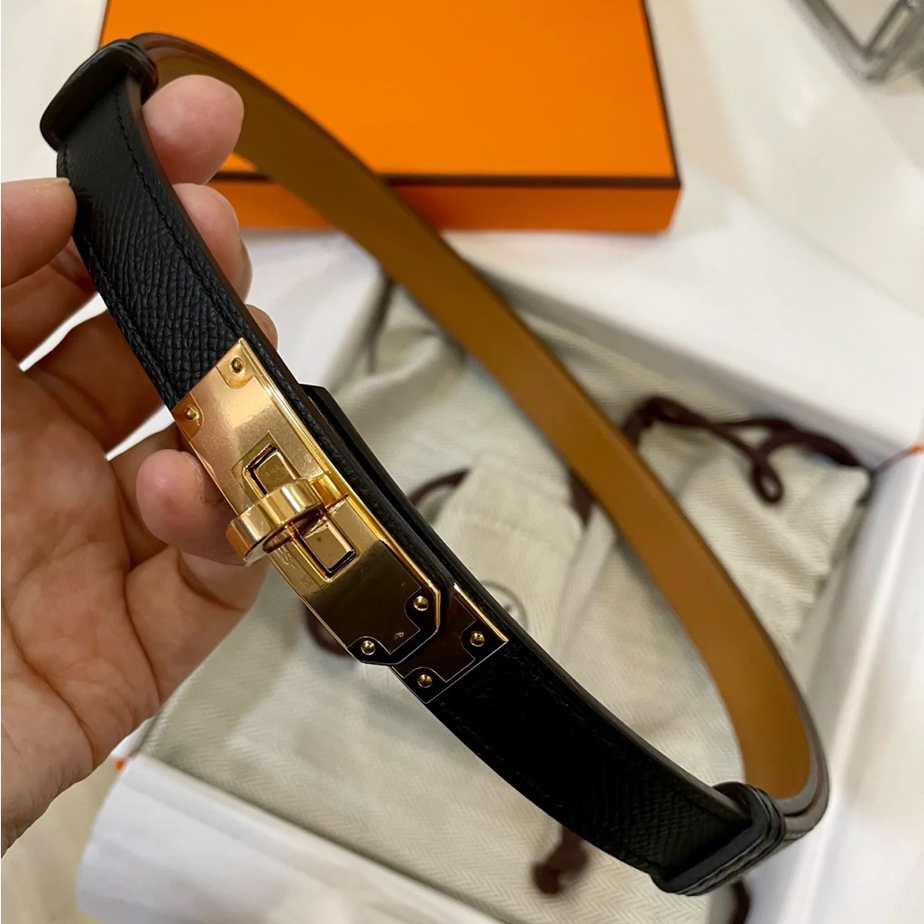 Brand New Hermes Kelly Belt Black Gold Hardware